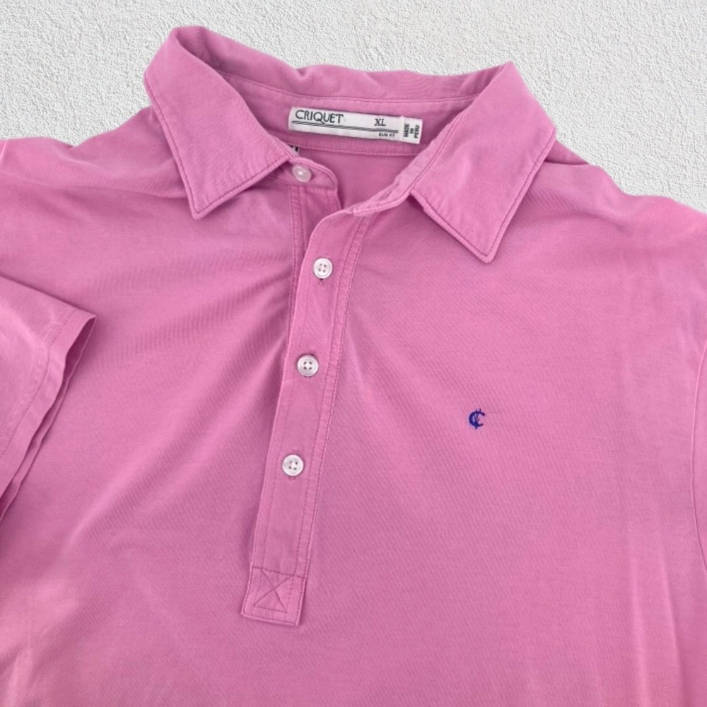 Criquet Slim Fit Men XL Pink Polo Shirt Golf Pima Cotton Stretch Golf